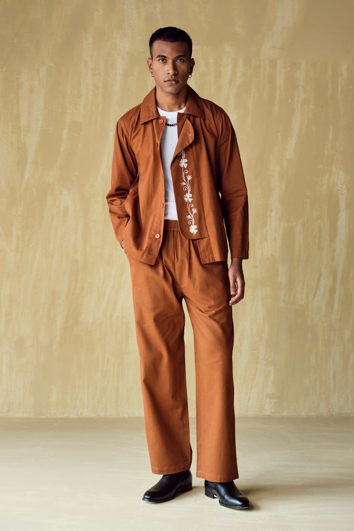 PACHO EMBROIDERED SET-RUST