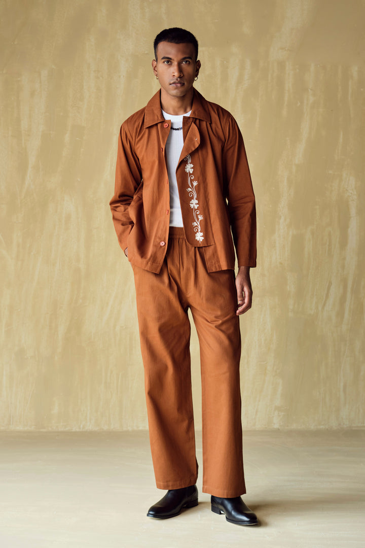 PACHO EMBROIDERED SET-RUST