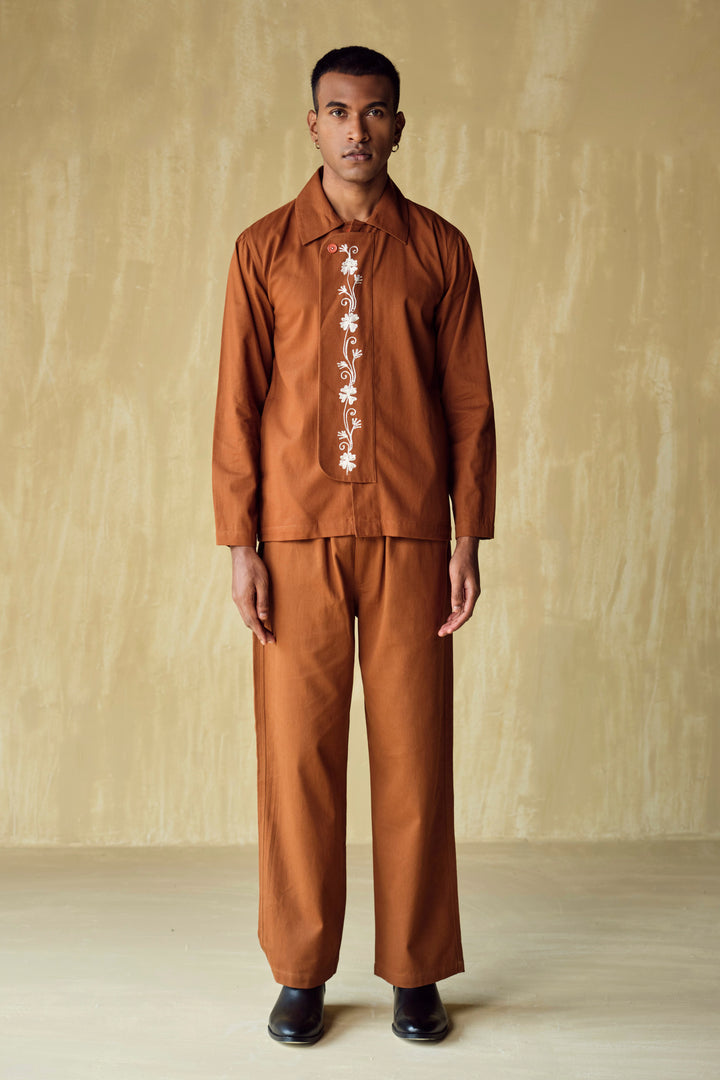 PACHO EMBROIDERED SET-RUST