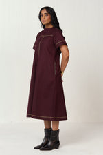 Load image into Gallery viewer, DOODLE MIDI DRESS-VINO