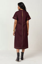 Load image into Gallery viewer, DOODLE MIDI DRESS-VINO