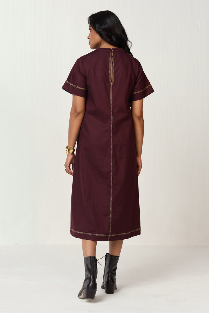 DOODLE MIDI DRESS-VINO