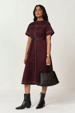 Load image into Gallery viewer, DOODLE MIDI DRESS-VINO