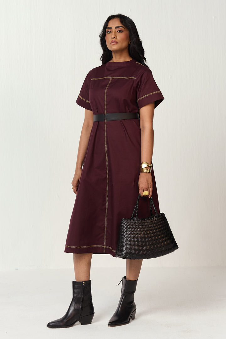 DOODLE MIDI DRESS-VINO