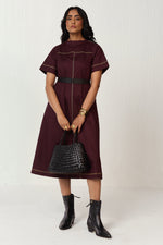 Load image into Gallery viewer, DOODLE MIDI DRESS-VINO