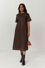 Load image into Gallery viewer, DOODLE MIDI DRESS-OLIVE