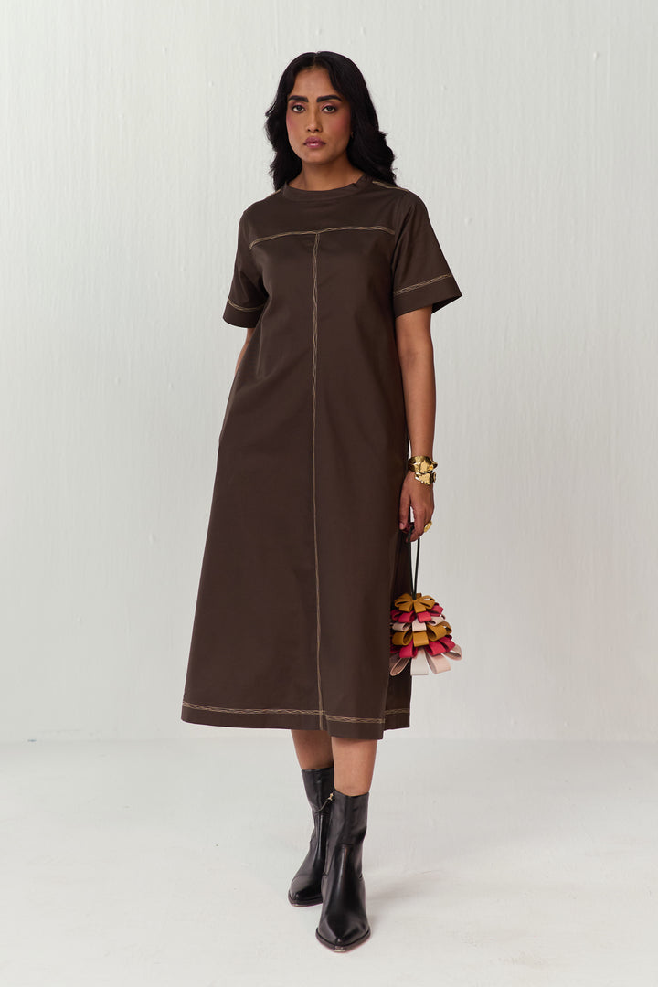 DOODLE MIDI DRESS-OLIVE