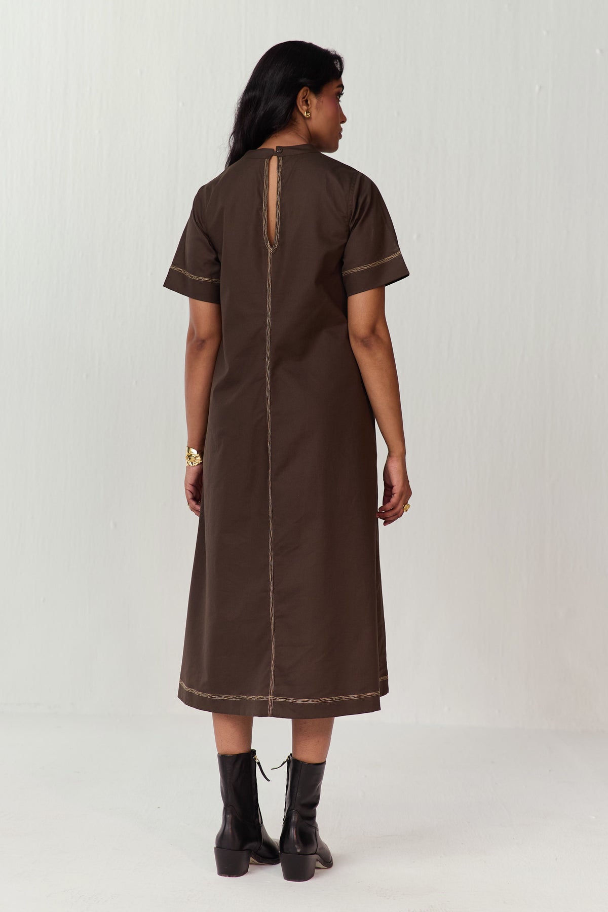 DOODLE MIDI DRESS-OLIVE