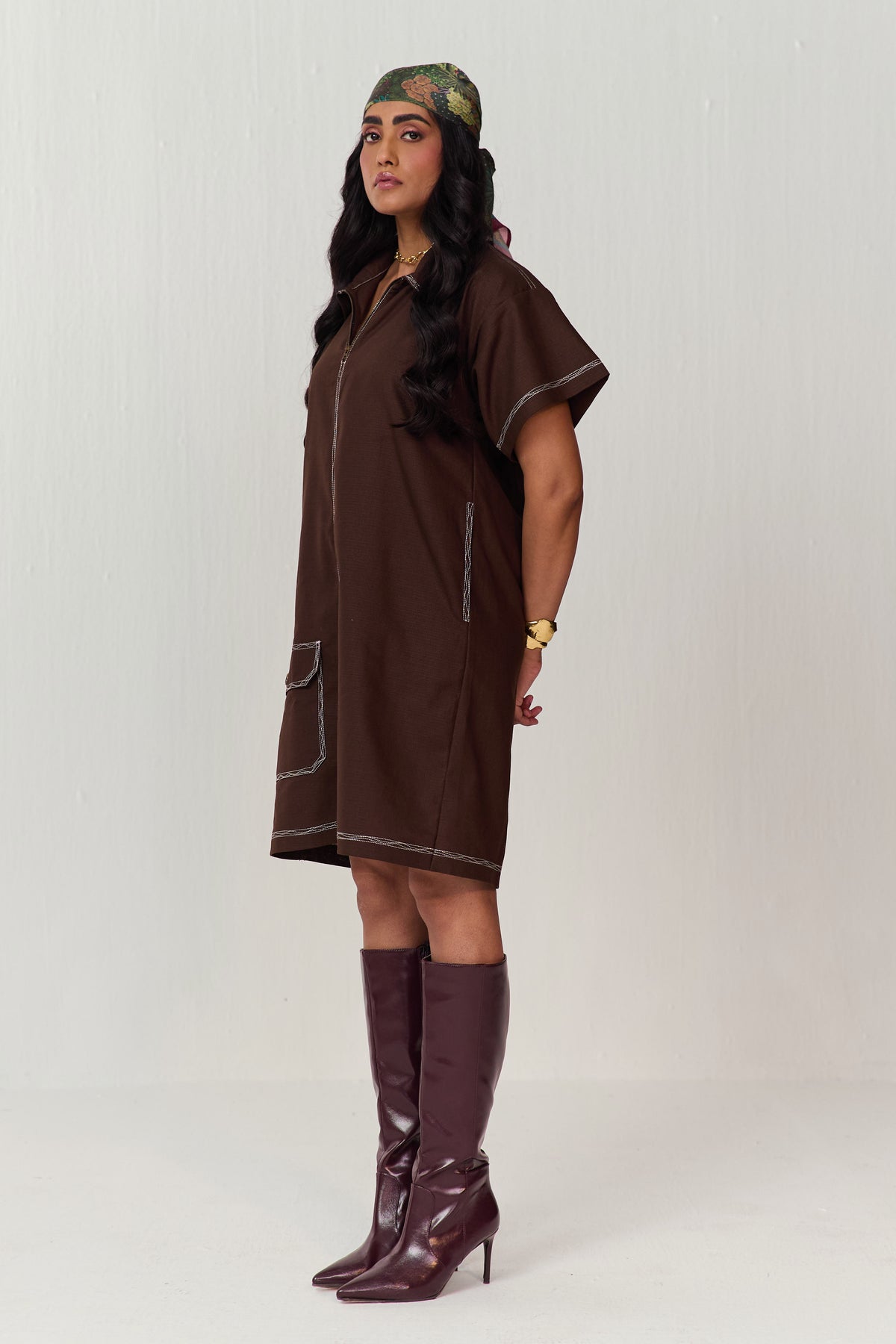 TRAVELLERS LINEN DRESS-CACAO