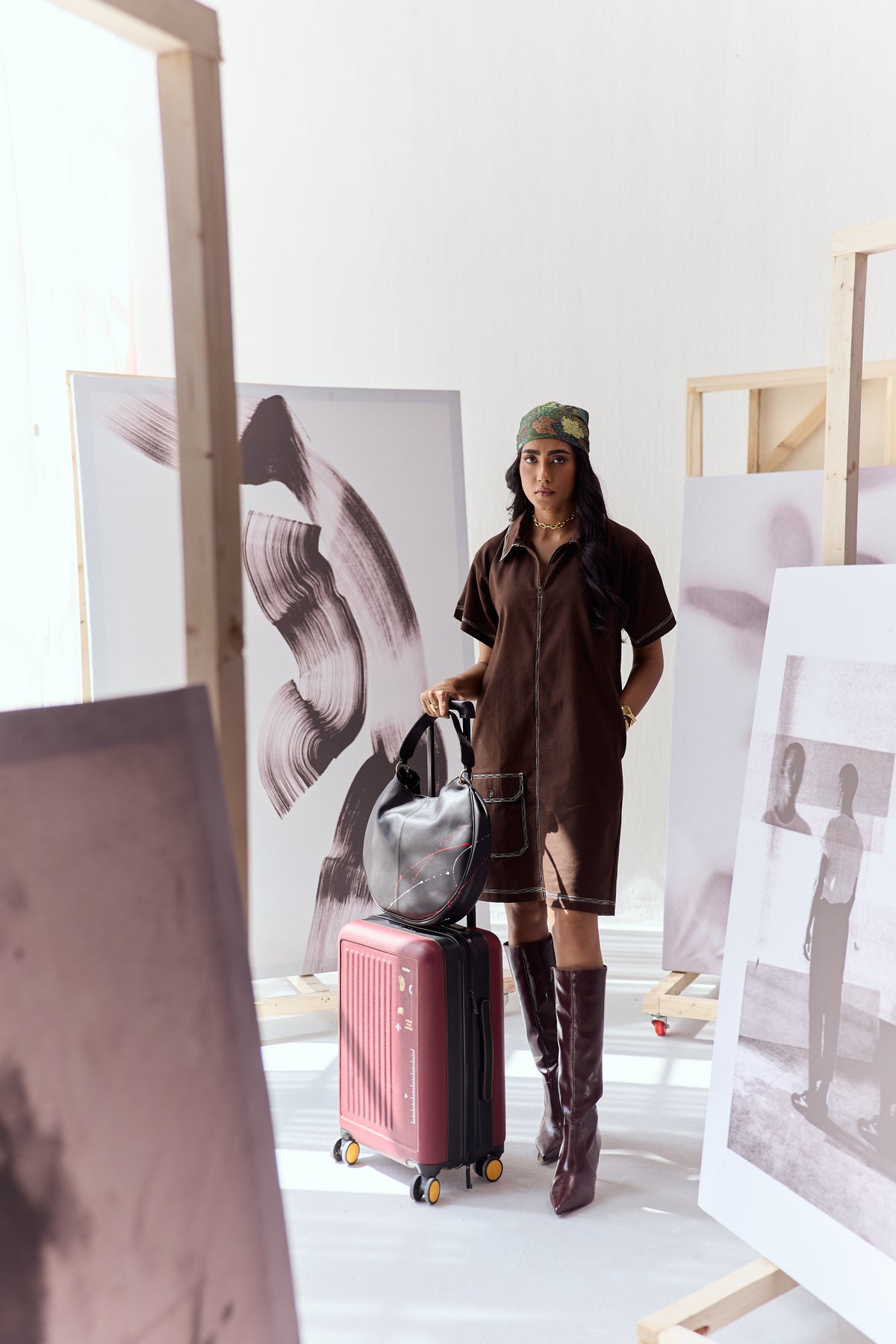 TRAVELLERS LINEN DRESS-CACAO