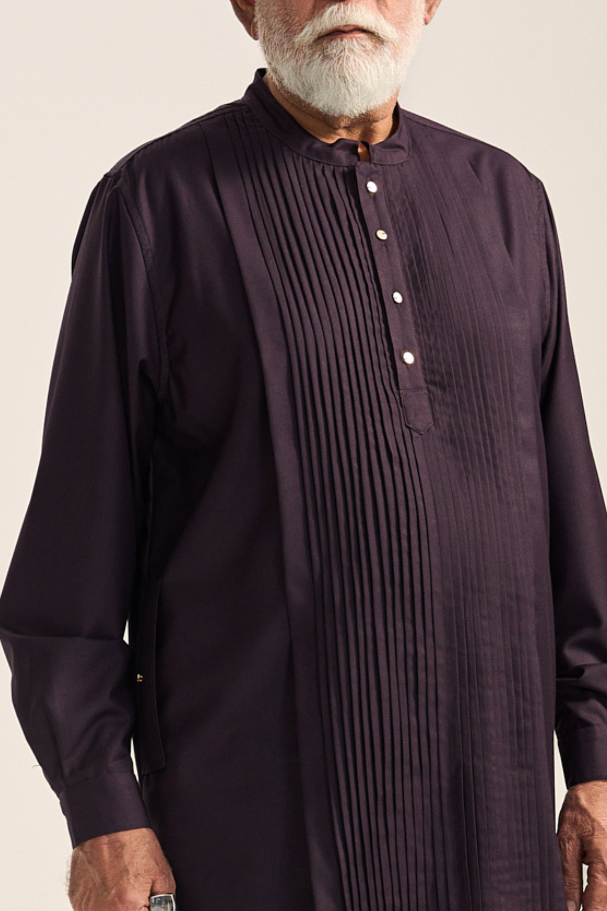 Amrish Pleated Kurta Set- Muted Plum