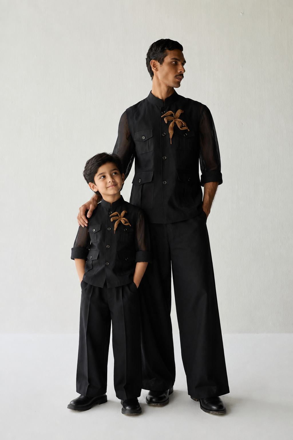 linen festive look father son