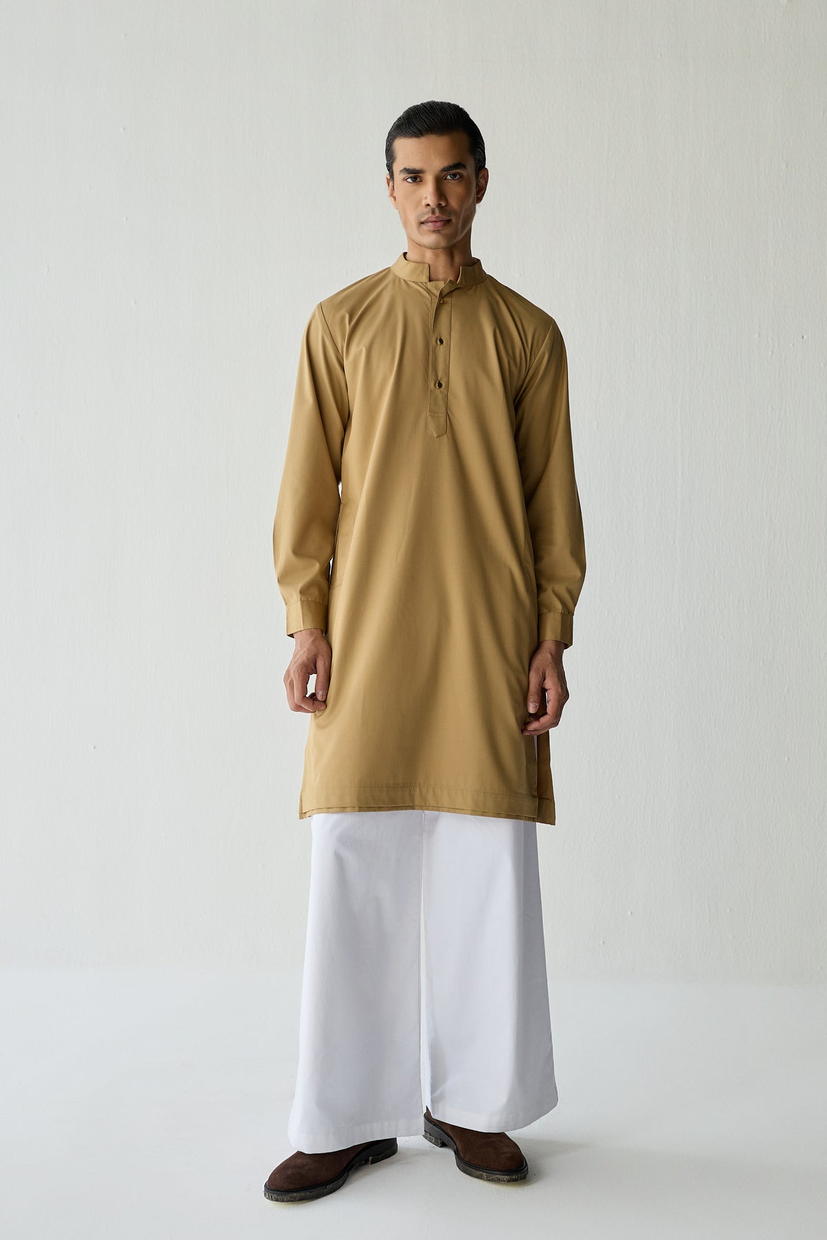 SAMAY DRAPE JACKET SET- KHAKHI ( SET OF 3)