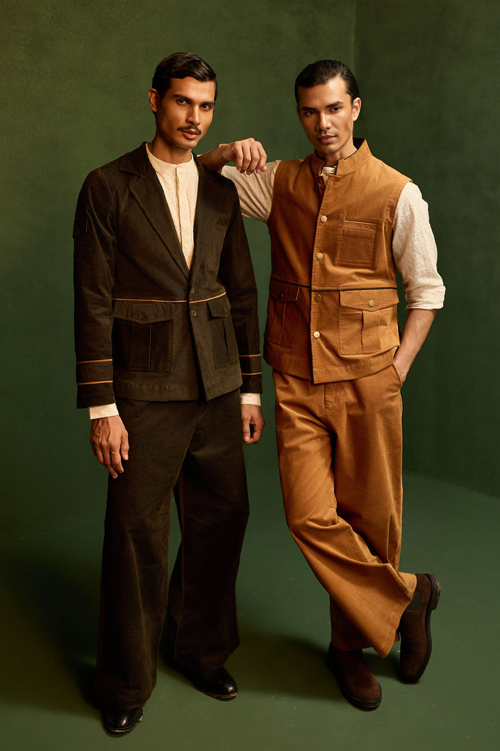 CORDUROY HUNTER JACKET SET-BURNT ( Set Of 2)