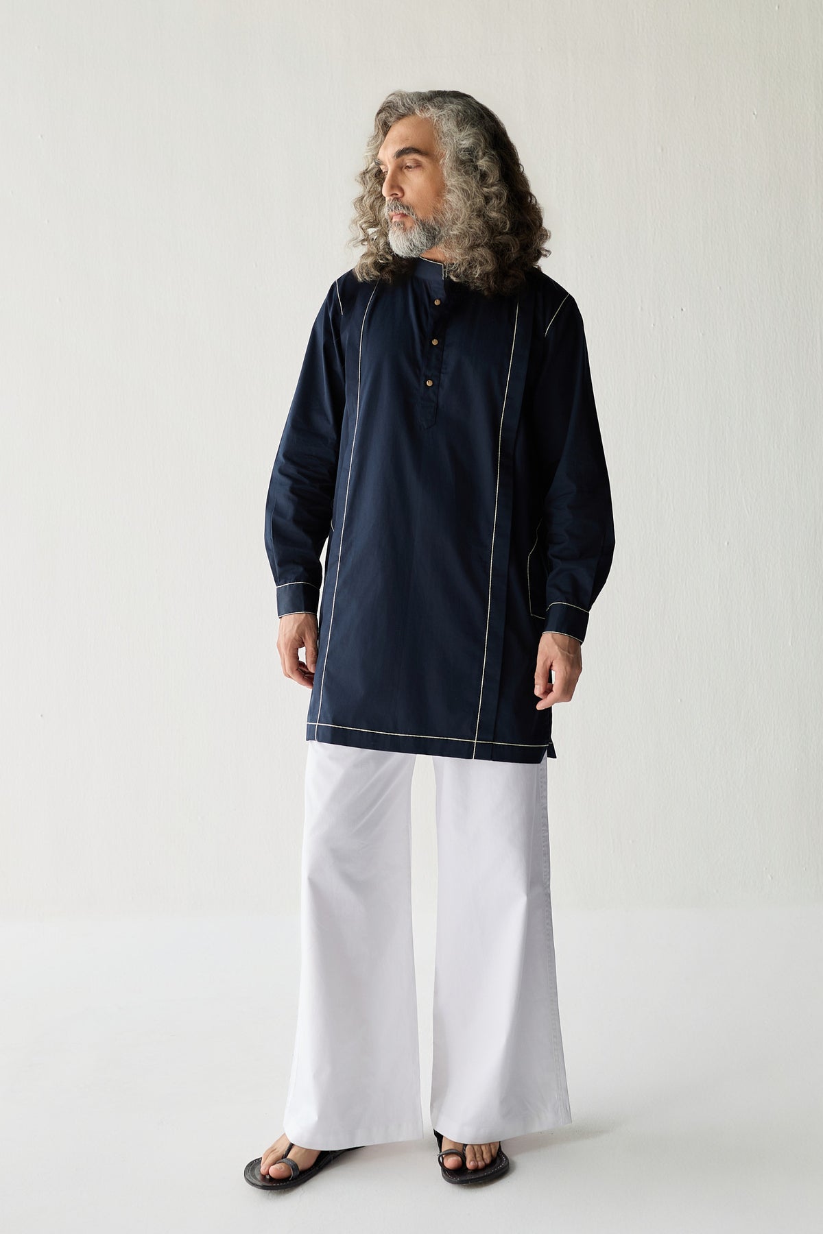 TAILORED KURTA SET- NAVY