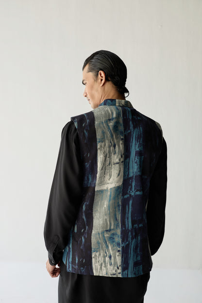 MIHIR NEHRU JACKET -DRIP BLUE