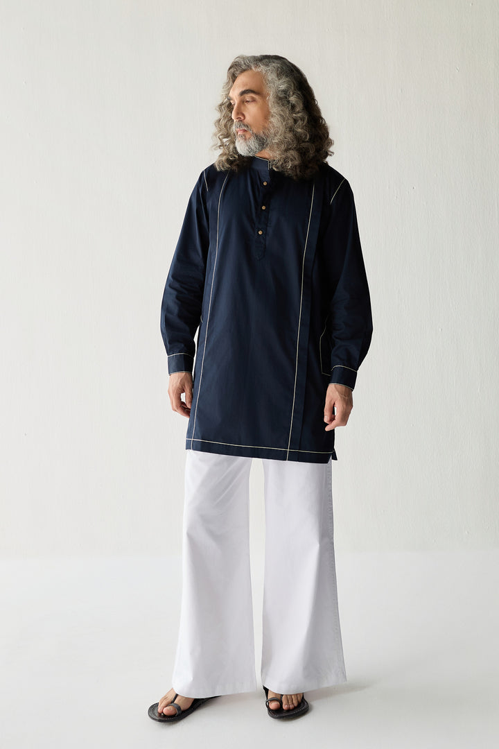 TAILORED KURTA SET- NAVY