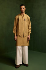 Load image into Gallery viewer, SAMAY DRAPE JACKET SET- KHAKHI ( SET OF 3)
