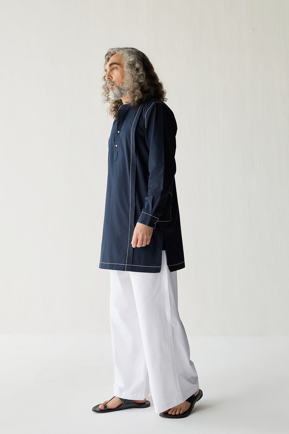 TAILORED KURTA SET- NAVY
