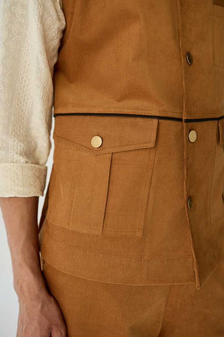 CORDUROY HUNTER JACKET SET-BURNT ( Set Of 2)