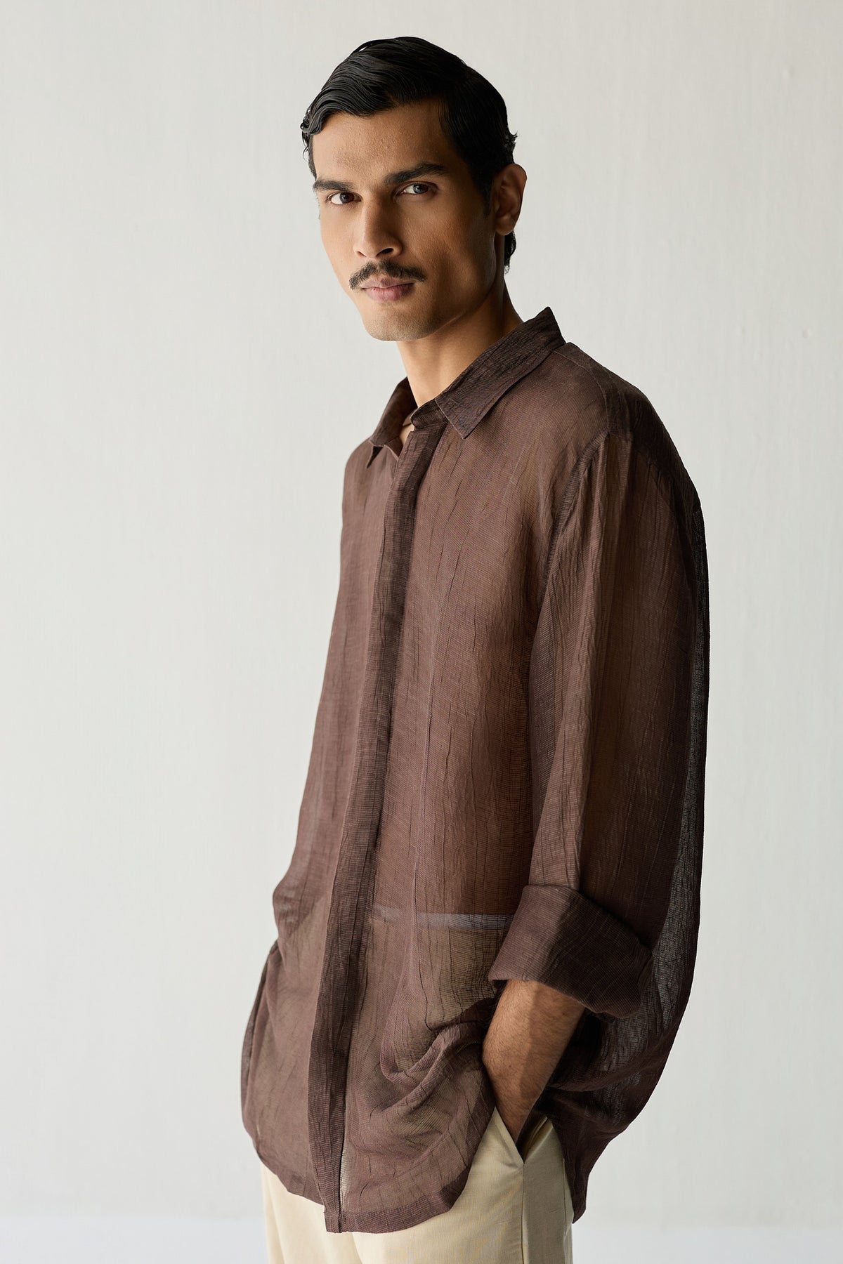 MIRZA SILK SHIRT-TAN