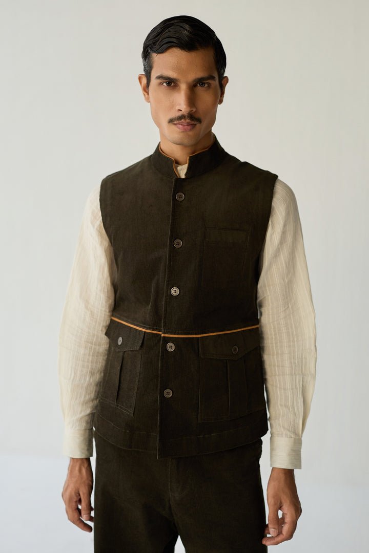 CORDUROY HUNTER JACKET SET-OLIVE ( Set Of 2)