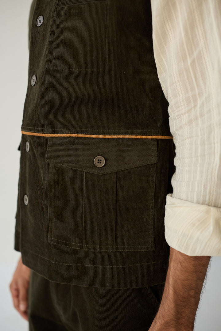 CORDUROY HUNTER JACKET SET-OLIVE ( Set Of 2)