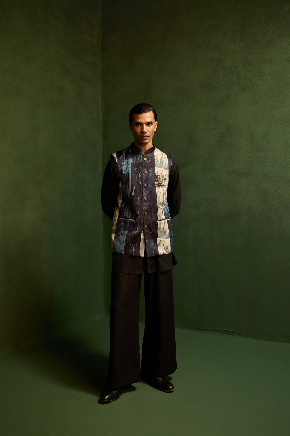 MIHIR NEHRU JACKET -DRIP BLUE
