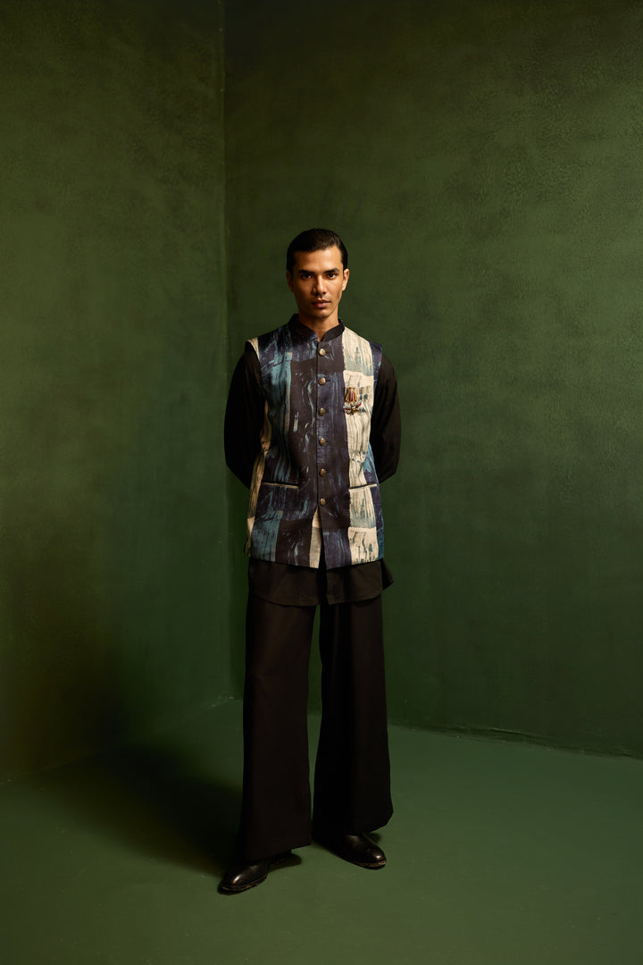 MIHIR NEHRU JACKET -DRIP BLUE