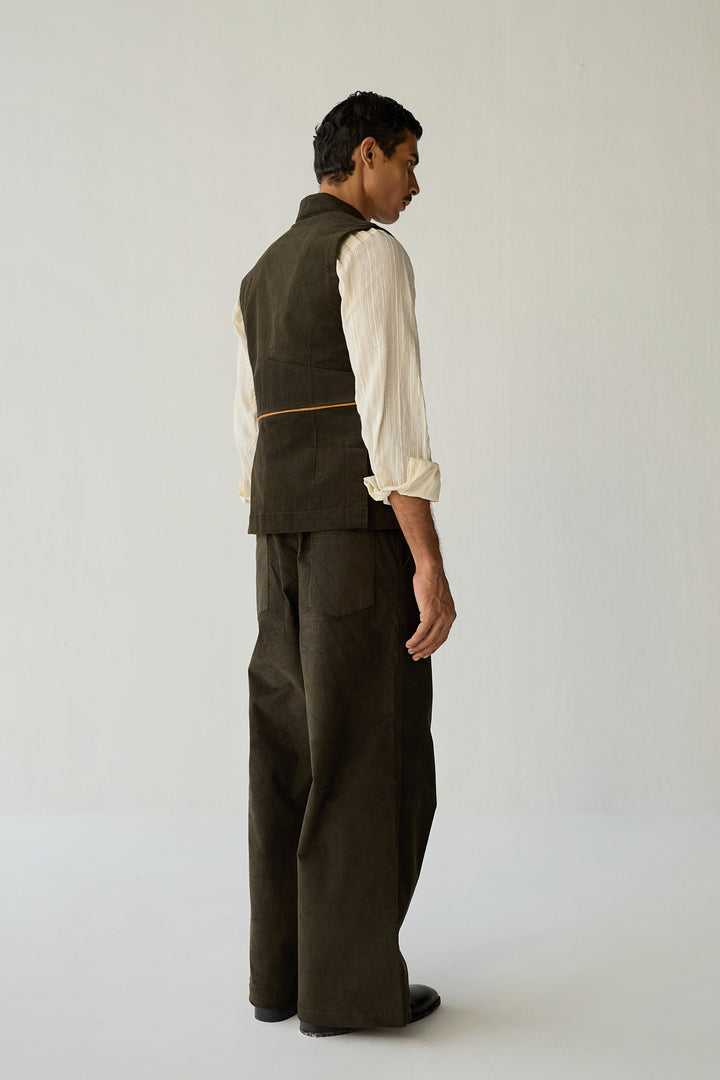 CORDUROY HUNTER JACKET SET-OLIVE ( Set Of 2)