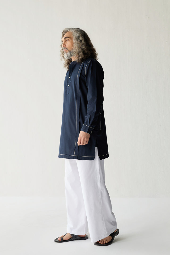 TAILORED KURTA SET- NAVY