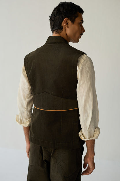 CORDUROY HUNTER JACKET SET-OLIVE ( Set Of 2)