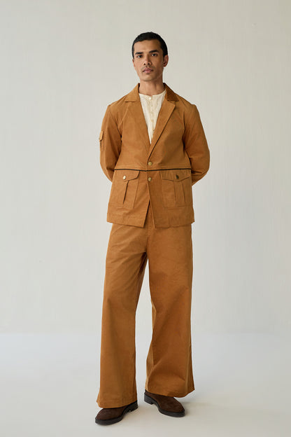 CORDUROY BLAZER SET-BURNT ( Set Of 2)