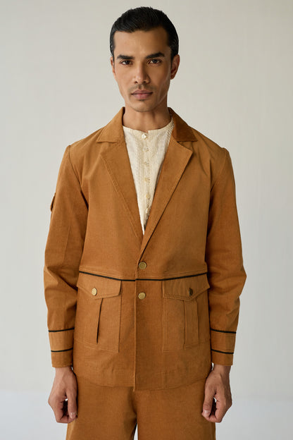 CORDUROY BLAZER SET-BURNT ( Set Of 2)
