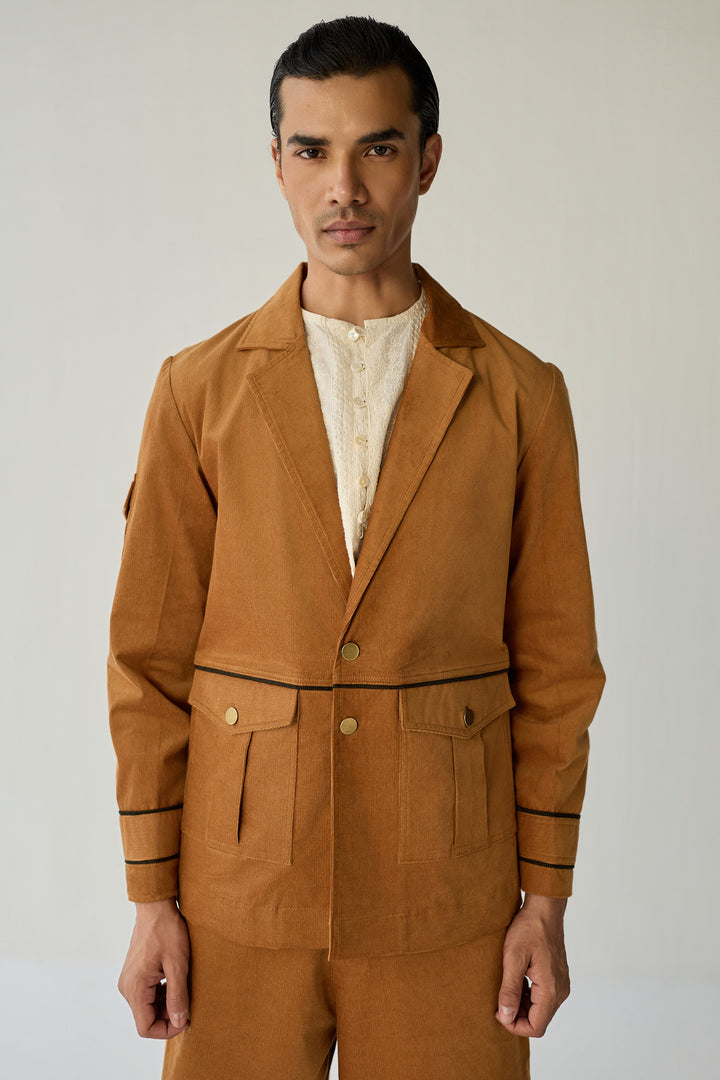 CORDUROY BLAZER SET-BURNT ( Set Of 2)