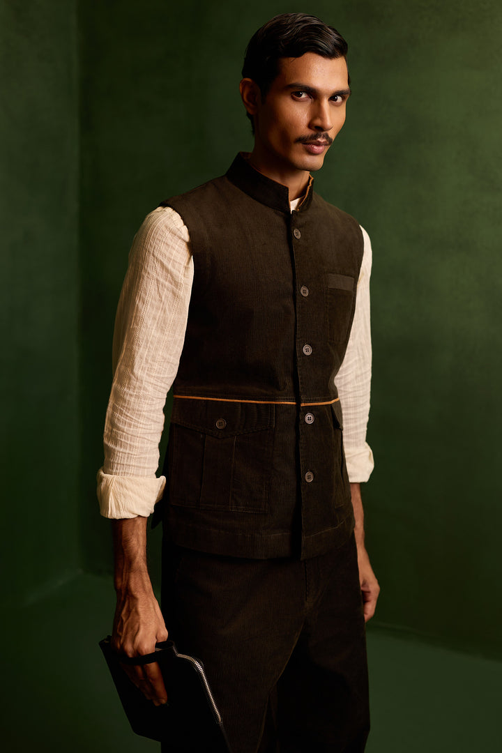 CORDUROY HUNTER JACKET SET-OLIVE ( Set Of 2)