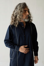 Load image into Gallery viewer, TAILORED KURTA SET- NAVY
