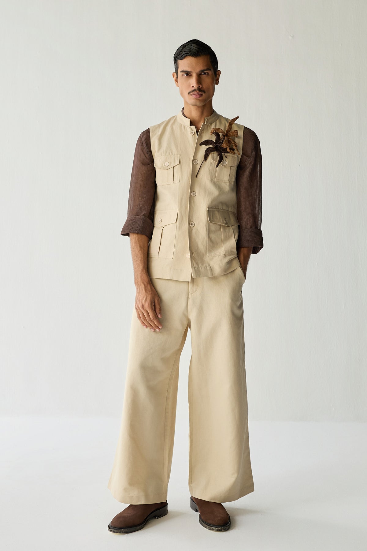LINEN HUNTER JACKET SET-ECRU ( SET OF 2)
