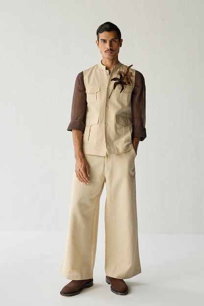 LINEN HUNTER JACKET SET-ECRU ( SET OF 2)