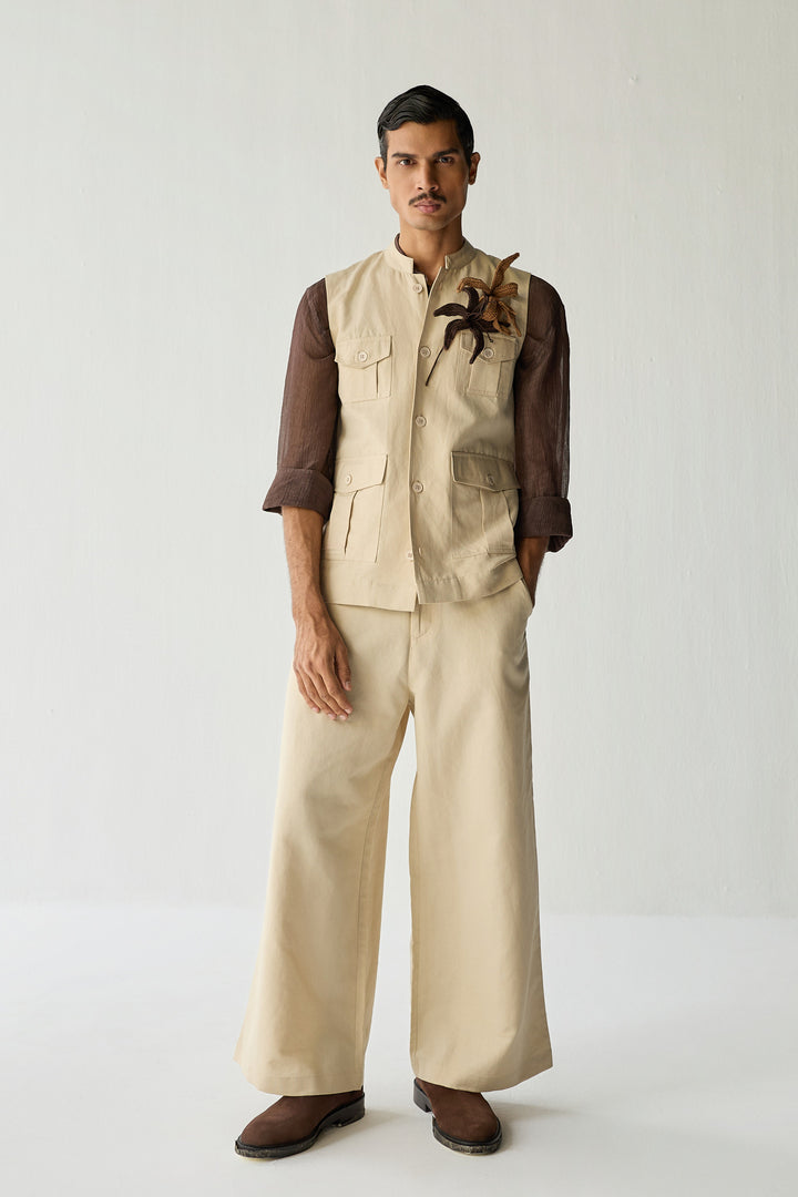 LINEN HUNTER JACKET SET-ECRU ( SET OF 2)