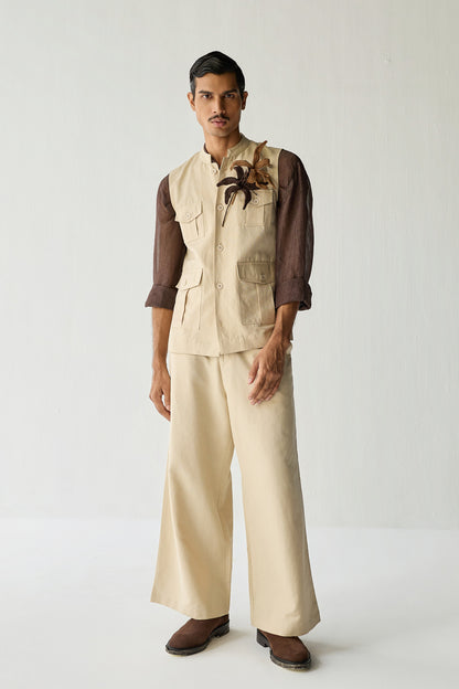 LINEN HUNTER JACKET SET-ECRU ( SET OF 2)