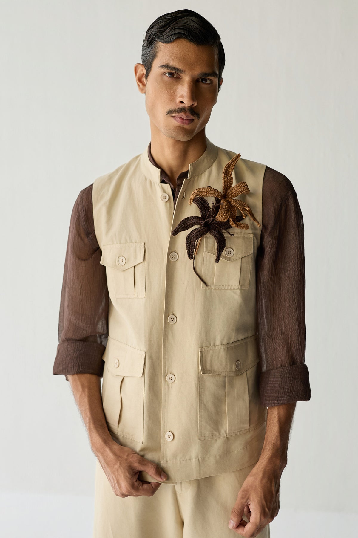 LINEN HUNTER JACKET SET-ECRU ( SET OF 2)