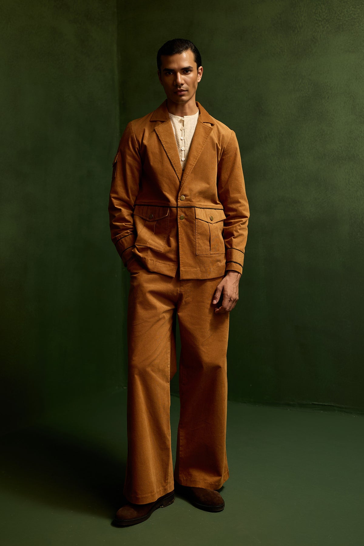 CORDUROY BLAZER SET-BURNT ( Set Of 2)
