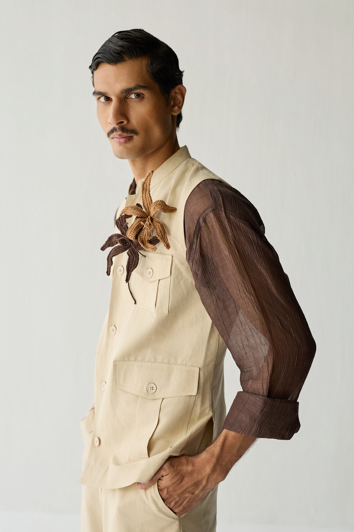 LINEN HUNTER JACKET SET-ECRU ( SET OF 2)