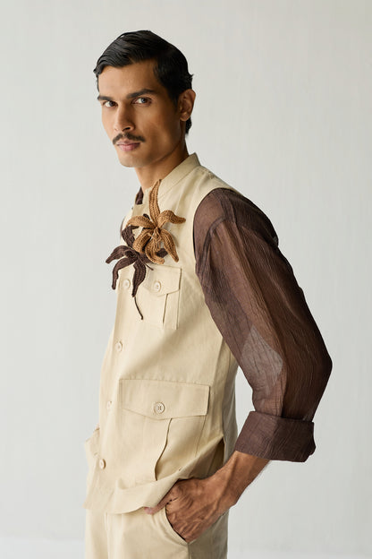 LINEN HUNTER JACKET SET-ECRU ( SET OF 2)