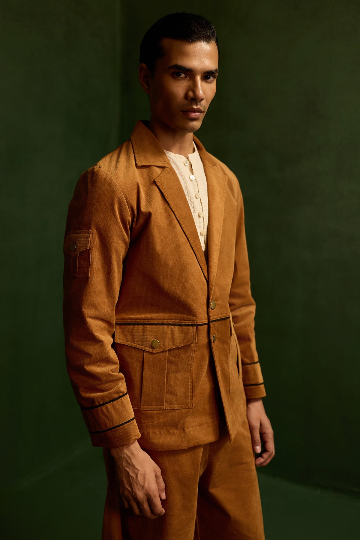 CORDUROY BLAZER -OCHRE