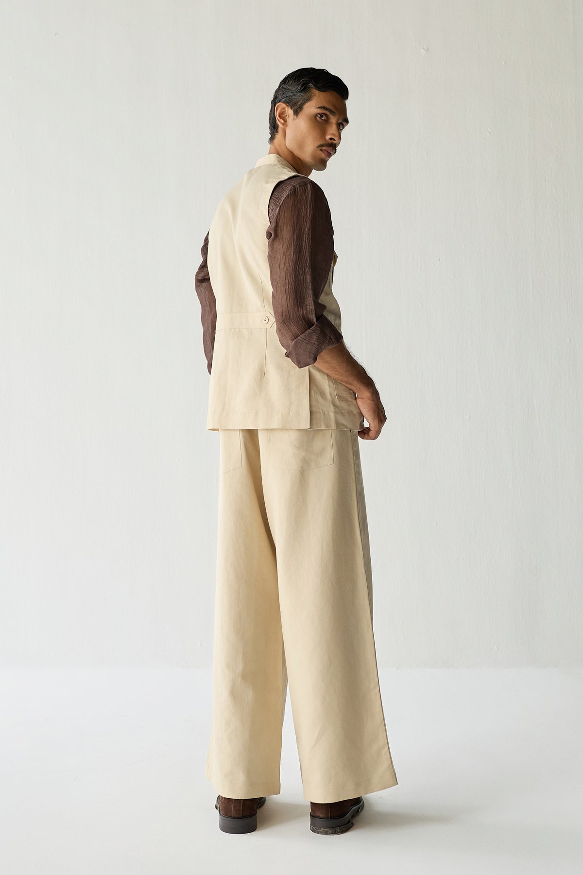 LINEN HUNTER JACKET SET-ECRU ( SET OF 2)