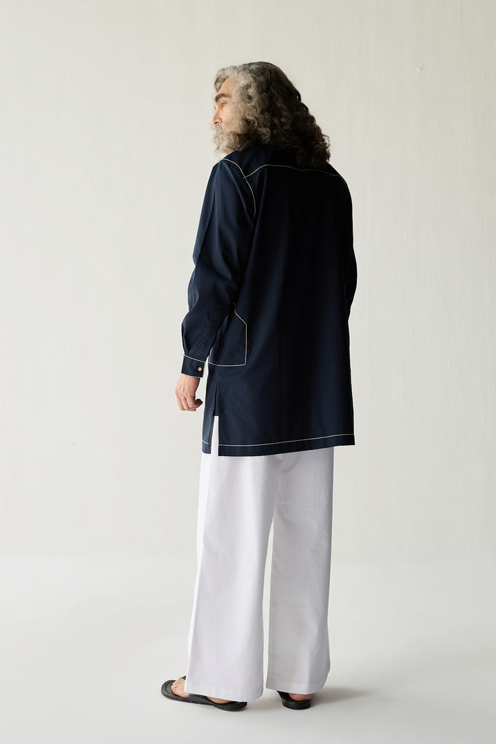 TAILORED KURTA SET- NAVY