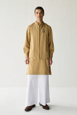 Load image into Gallery viewer, SAMAY DRAPE JACKET SET- KHAKHI ( SET OF 3)
