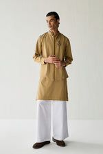 Load image into Gallery viewer, SAMAY DRAPE JACKET SET- KHAKHI ( SET OF 3)
